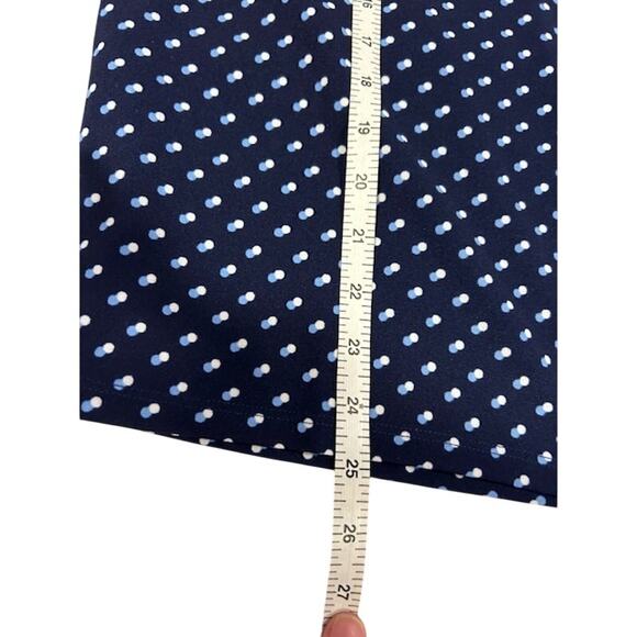 TALBOTS Navy Polka Dot Pleated Tie Neck Long Sleeve Blouse Business Large NWT - Picture 7 of 9